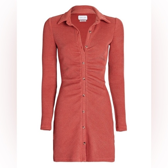 SAYLOR Meliah Pink Ruched Knit Mini Sweater Dress Sz S - Picture 12 of 13